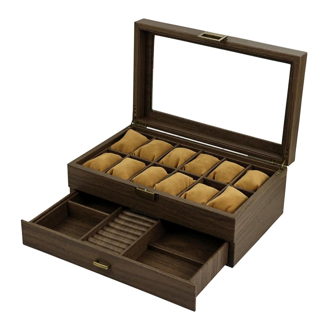 Uhrenbox aus Holz mit Schmuckschublade