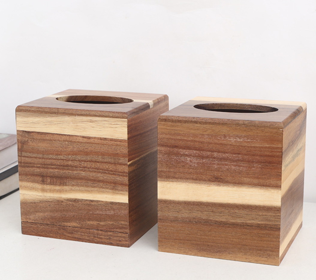 Acacia Square Tissue Holder