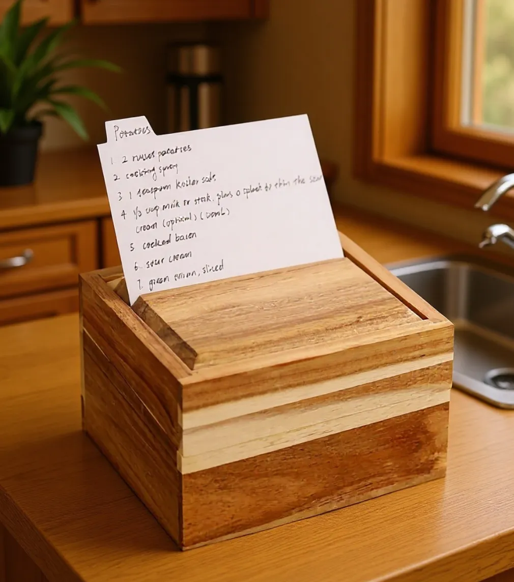 Acacia Recipe Card Box