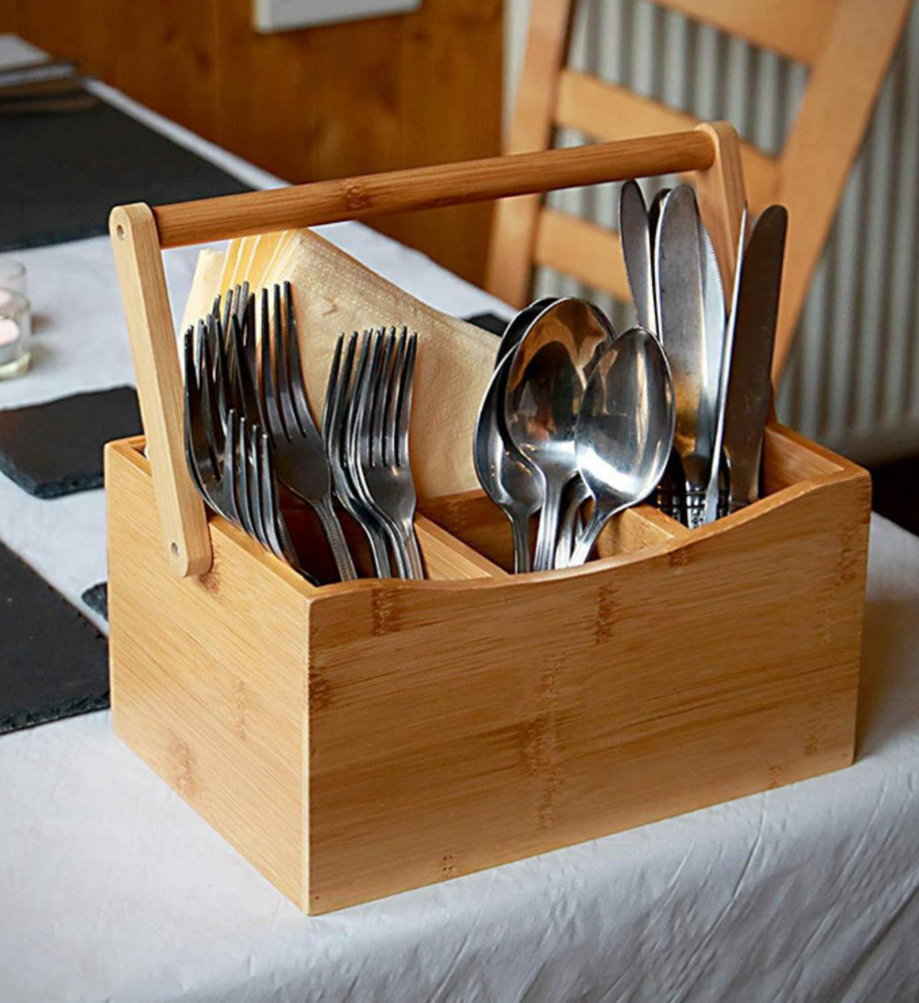 Bamboo Portable Cutlery Caddy