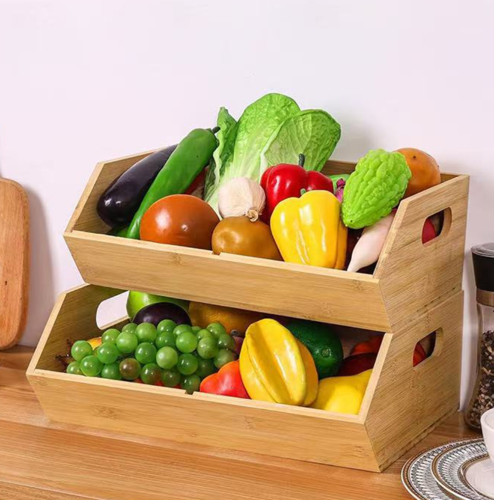 Bamboo 2-Tier Fruit & Vegetable Bin