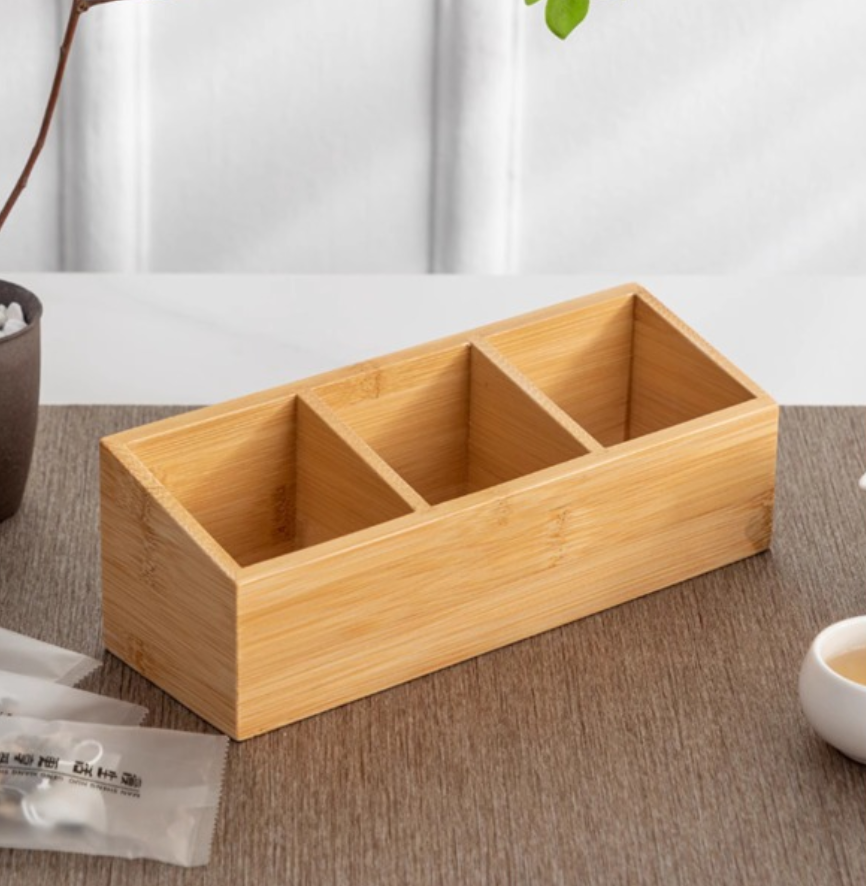 Bamboo 3-Compartment Tabletop Tray