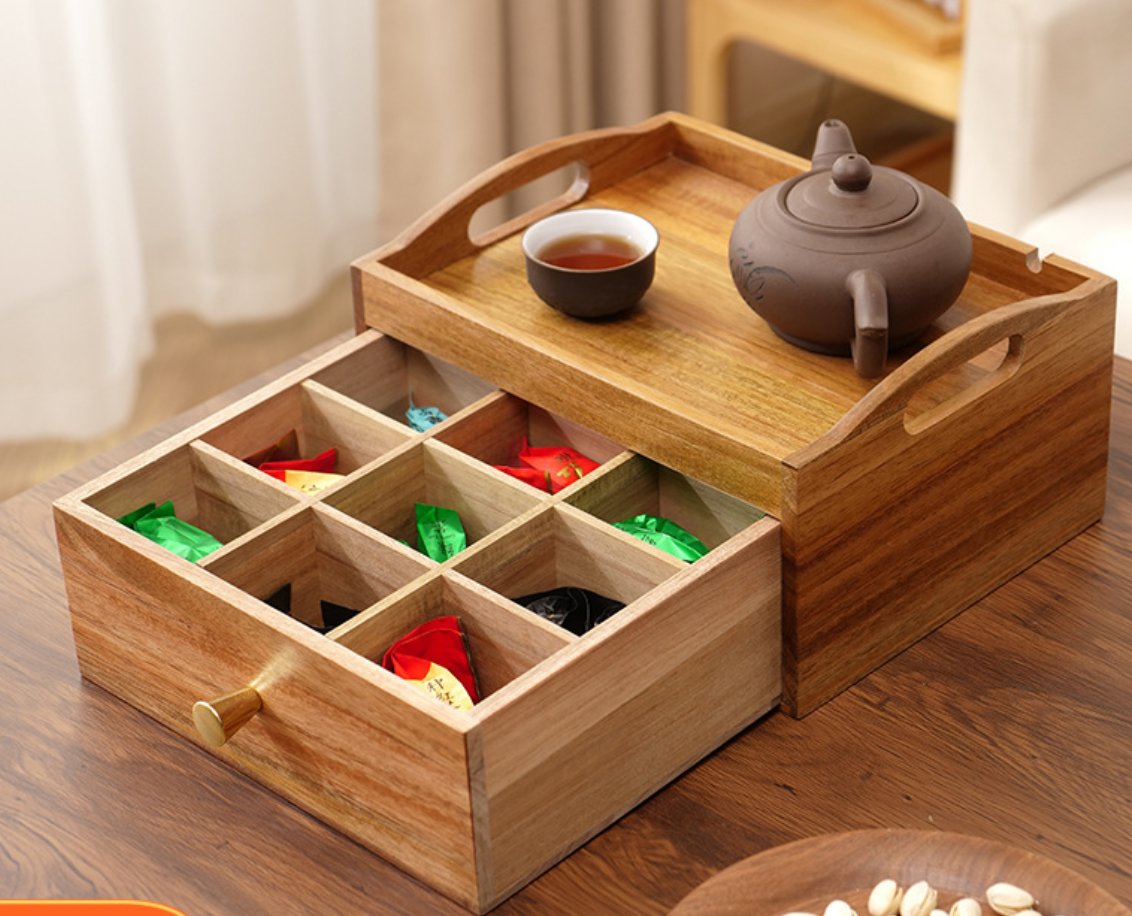 Bamboo Tea Cup Drawer Tray