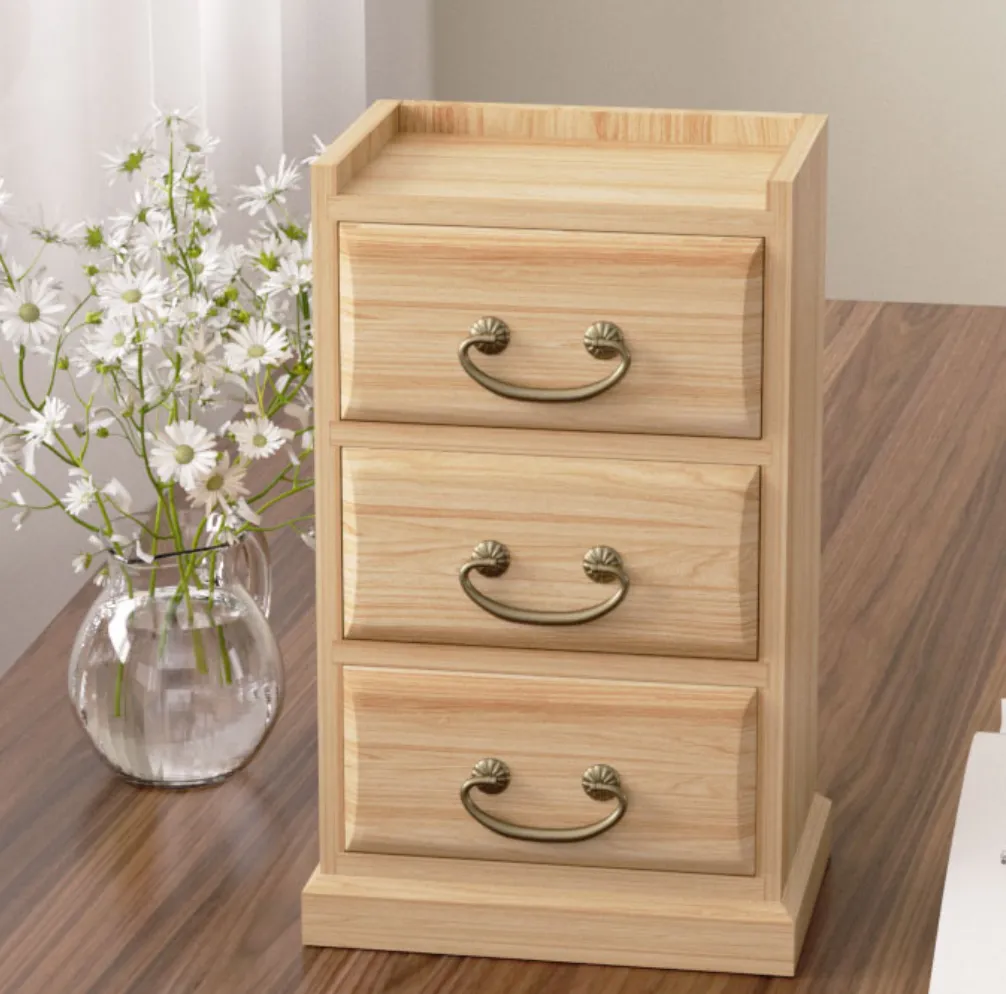 Pine 3-Tier Drawer Mini Cabinet
