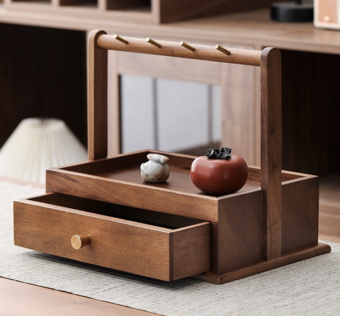 Walnut Picnic Caddy with Drawer