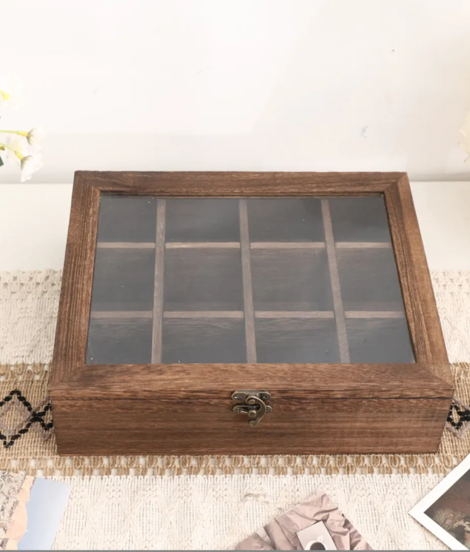 Wooden Display Box with Glass Lid