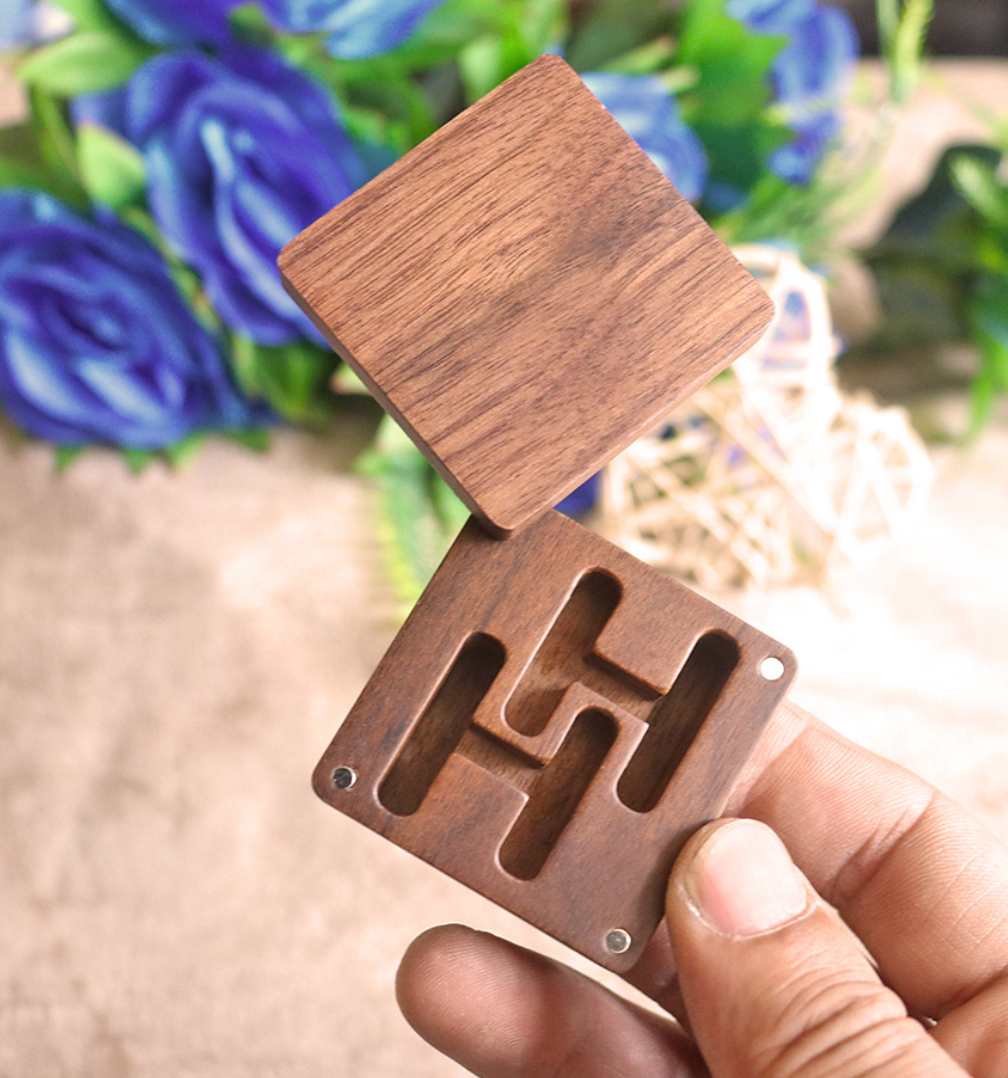 Walnut Magnetic Puzzle Mini Box