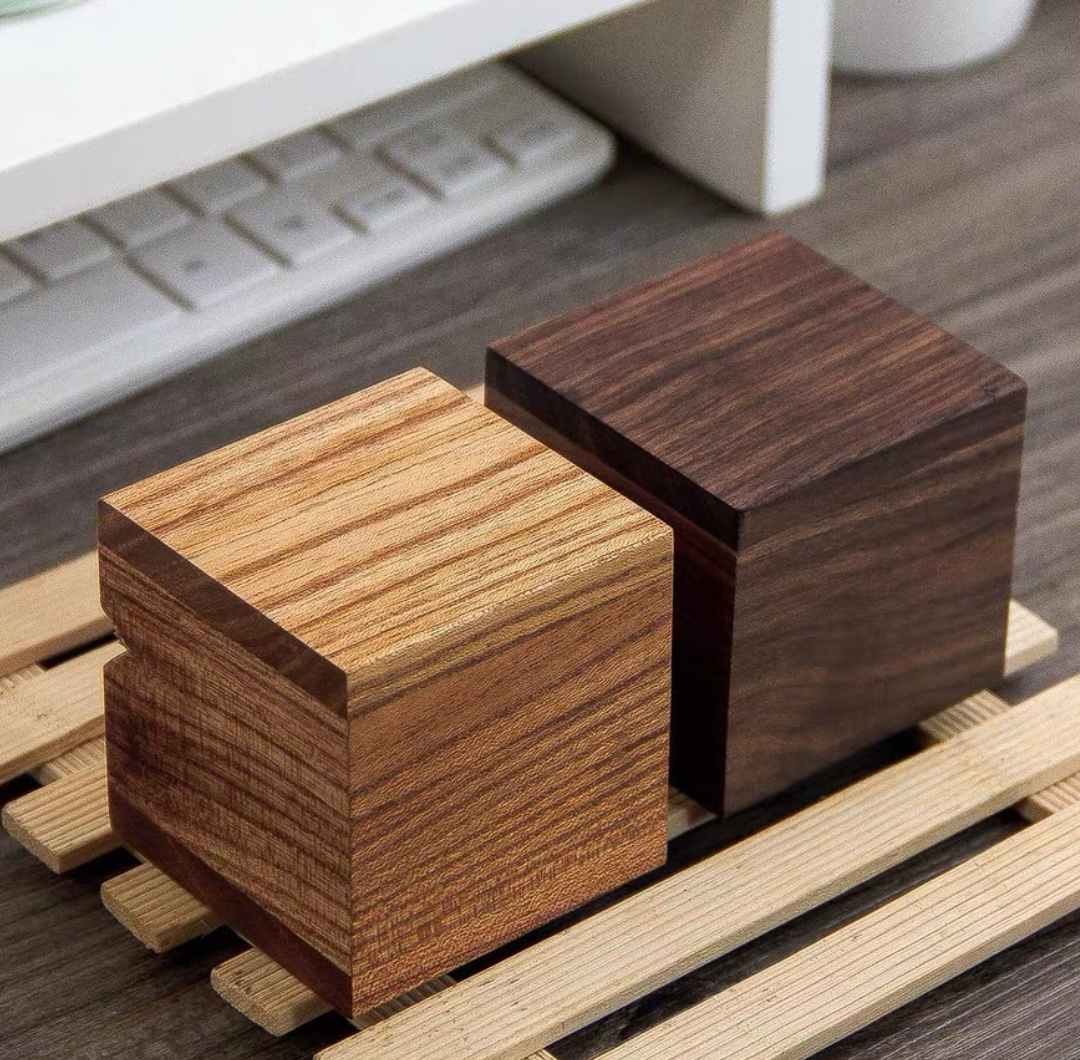 Walnut & Oak Magnetic Cube Pair