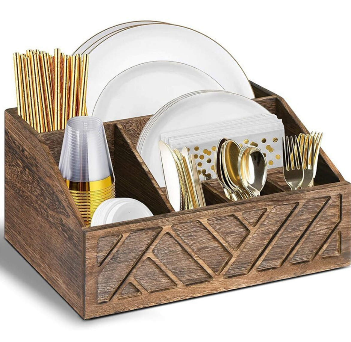 Paulownia Party Plate & Cutlery Caddy