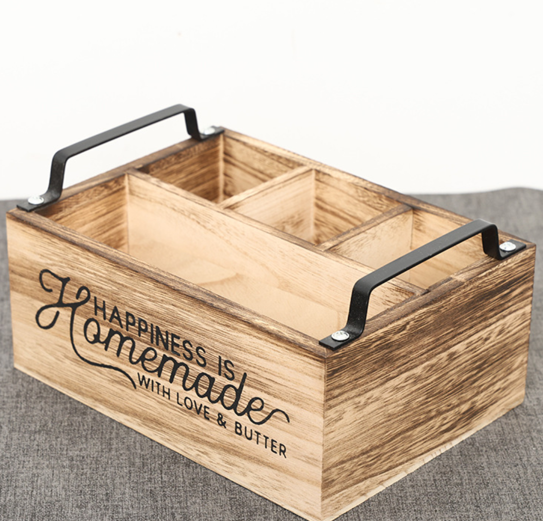 Paulownia Cutlery Caddy with Handles