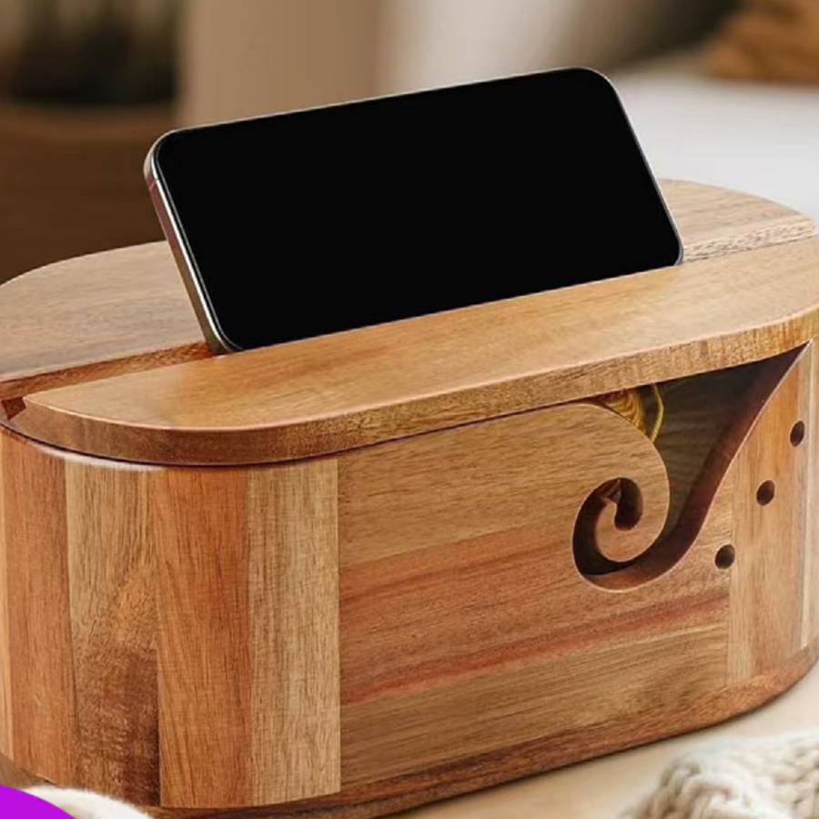 Wooden Yarn Storage Box