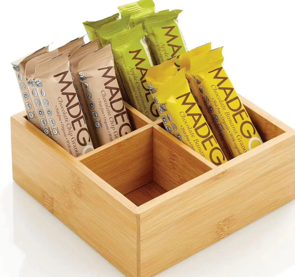 Bamboo 4-Compartment Snack & Tea Caddy