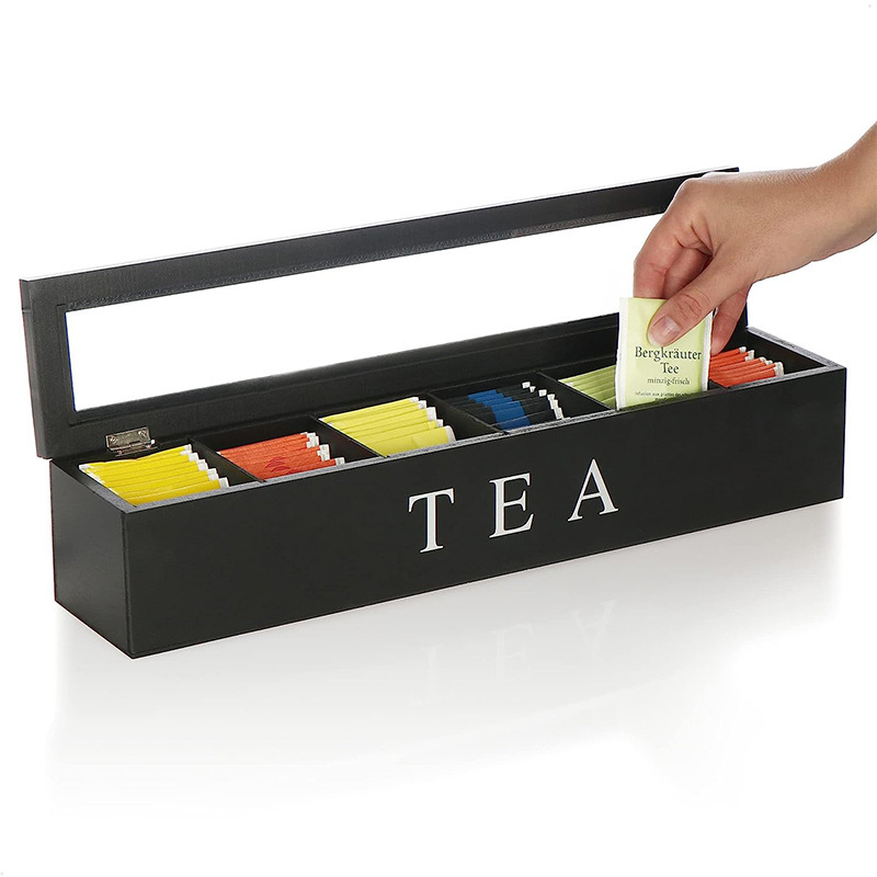 Black Wooden Tea Bag Organizer