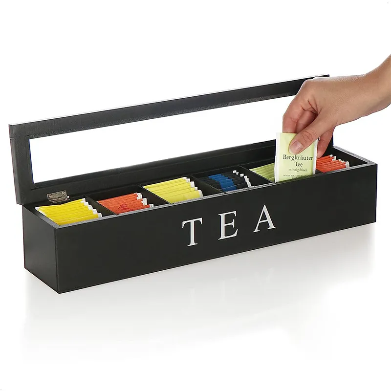 Black Wooden Tea Bag Organizer