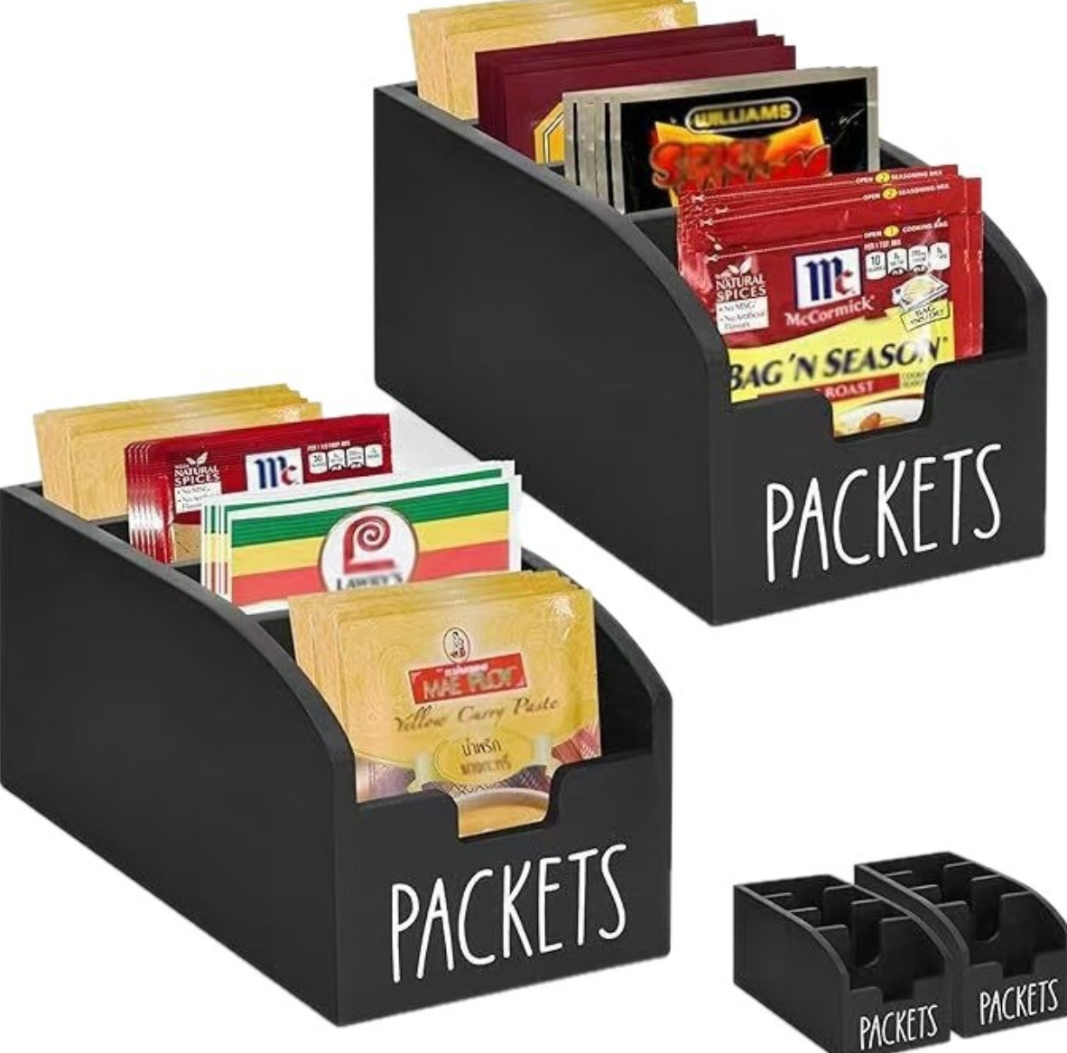 Black Wood "Packets" Holder Caddy