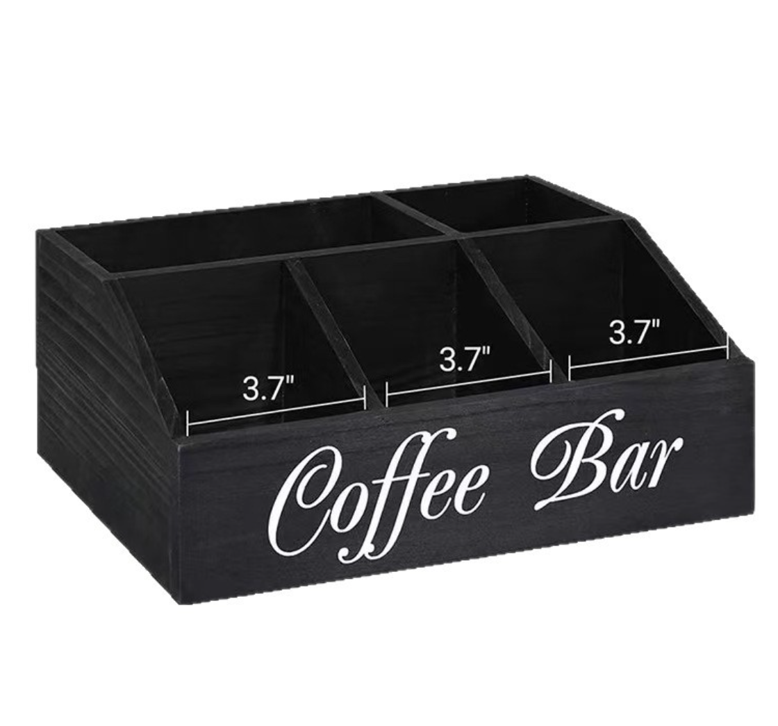 Black "Coffee Bar" 3-Compartment Caddy