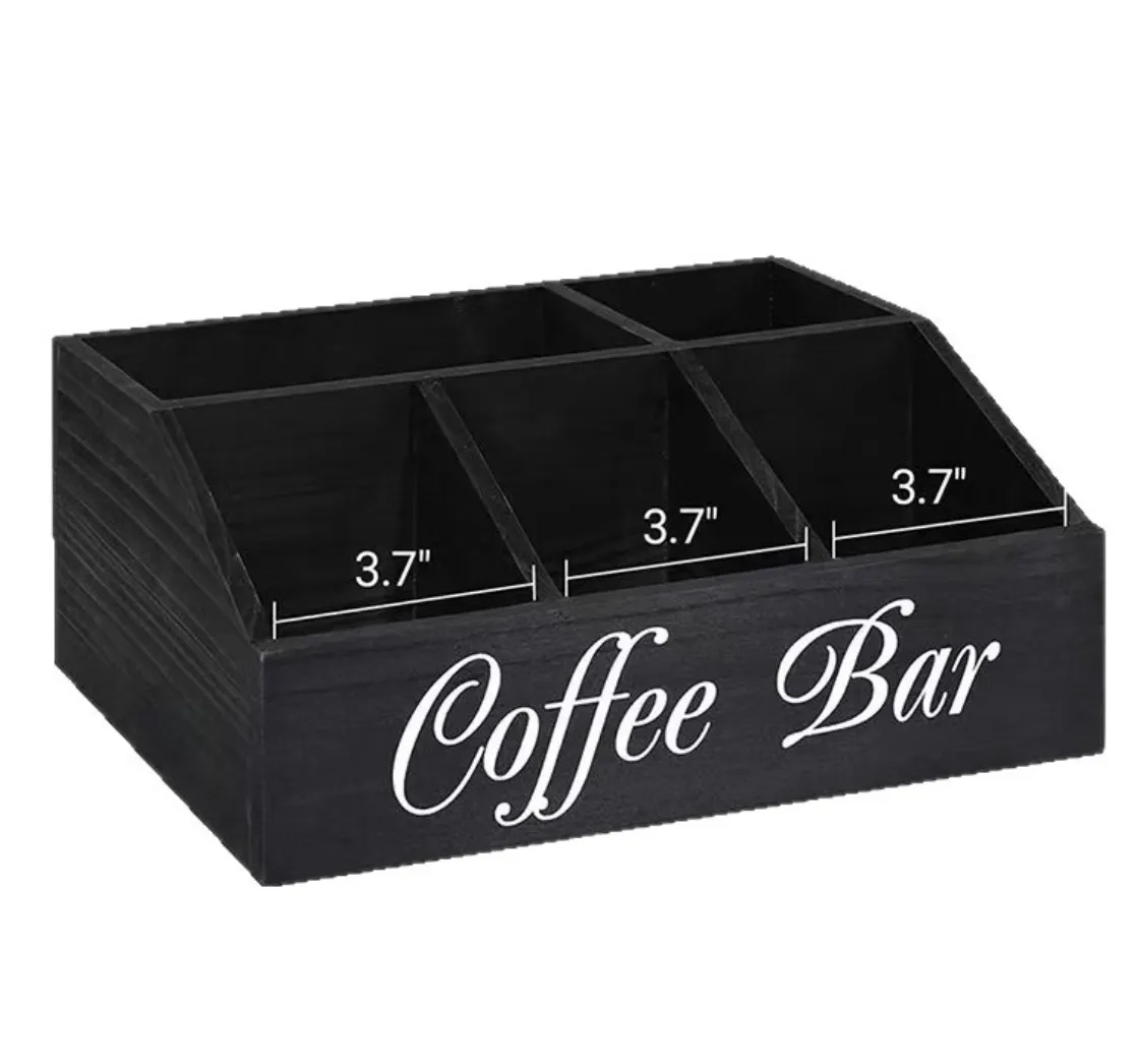 Black "Coffee Bar" 3-Compartment Caddy