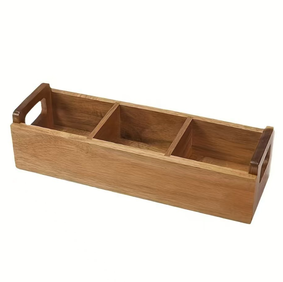 Acacia 3-Compartment Open Tray Caddy