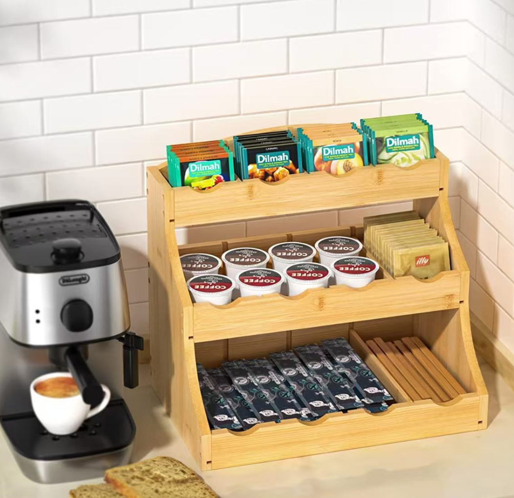 Bamboo 2-Tier Coffee Pod & Tea Bag Caddy