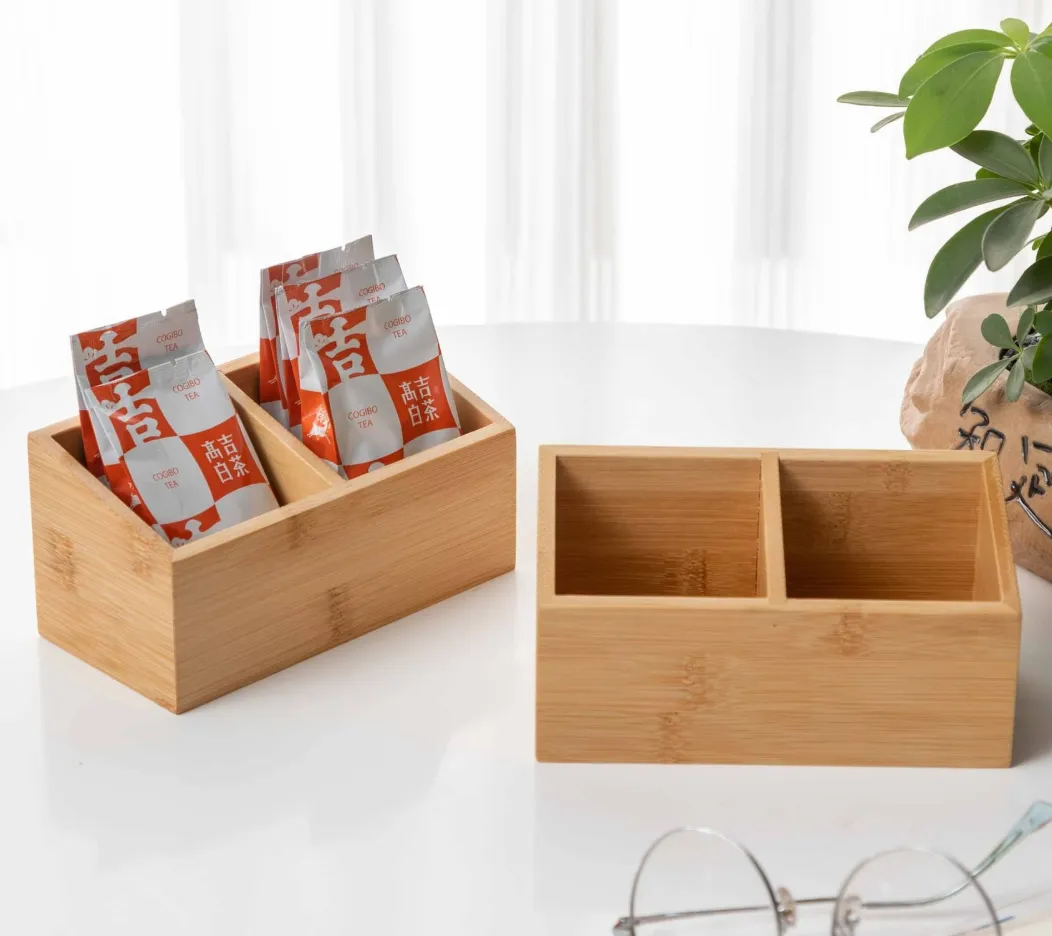 Bamboo 2-Compartment Mini Sachet Caddy