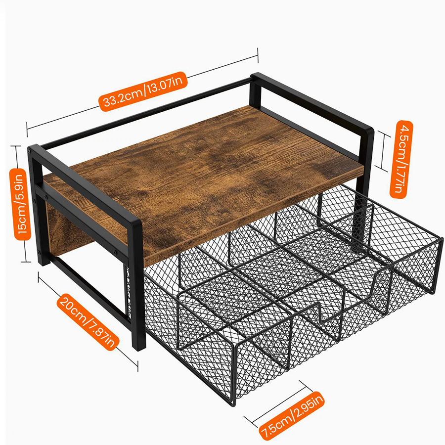Wood & Metal Tea Station Organizer