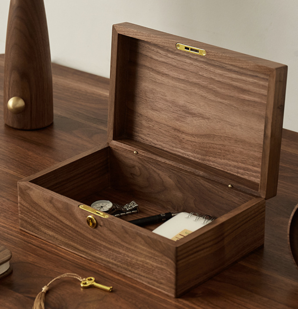 Walnut Keepsake Box with Key Lock