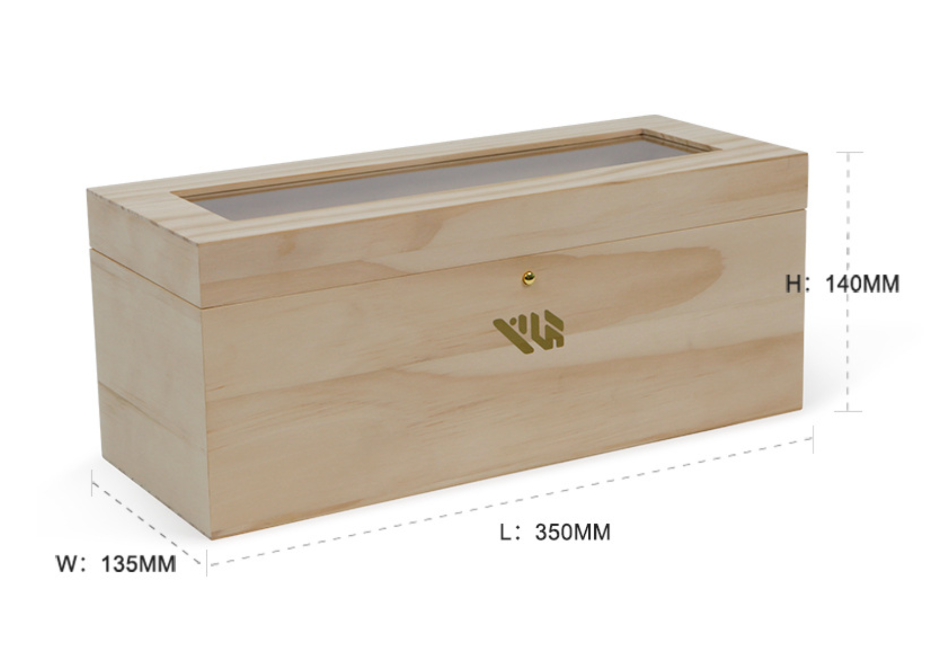 Pine 3-Bottle Wine Box with Glass Lid