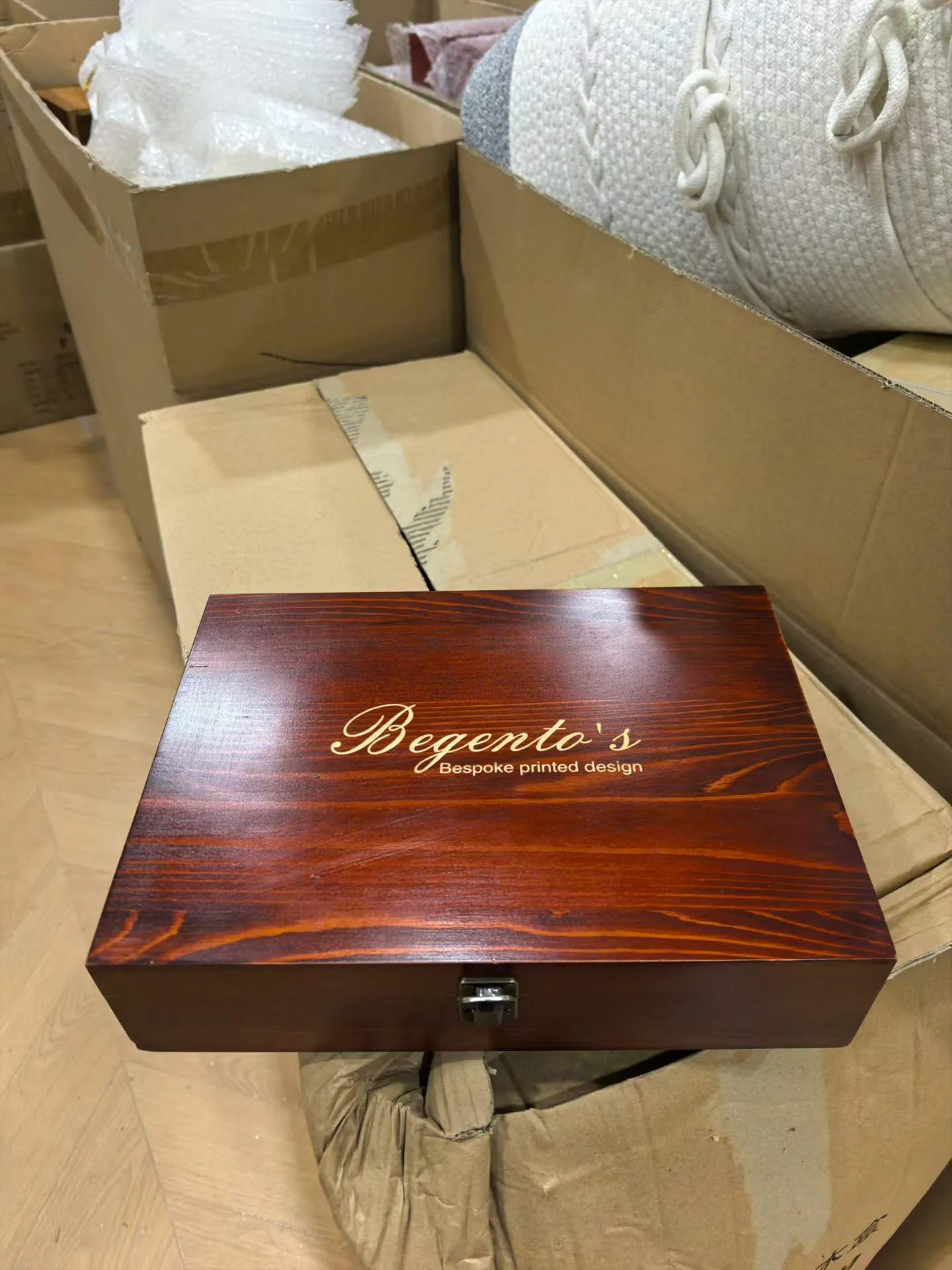 Pine gift box with hot-foil branding