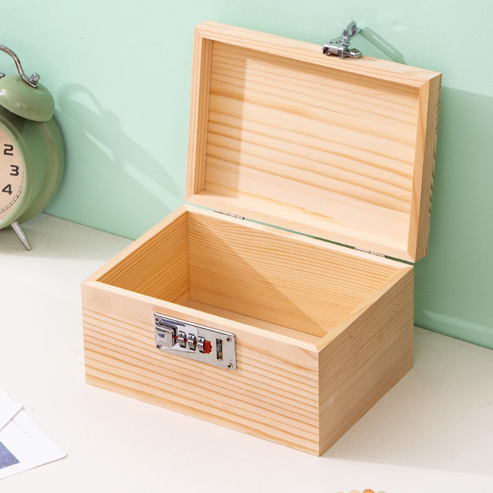 Pine Combination-Lock Storage Box