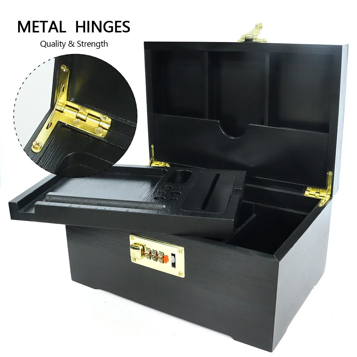 Large Black Wooden Stash Box Kit